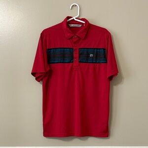 Travis Mathew Red Stripe Short Sleeve Golf Polo Shirt